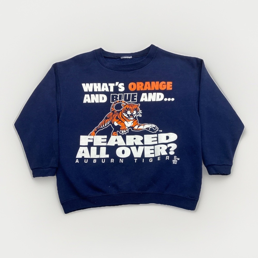 Vintage Auburn Tigers Sweatshirt Youth M Blue Fleece Pullover Kids 90s